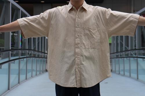 WASHED FINX TWILL HALF SLEEVED BIG SHIRTS