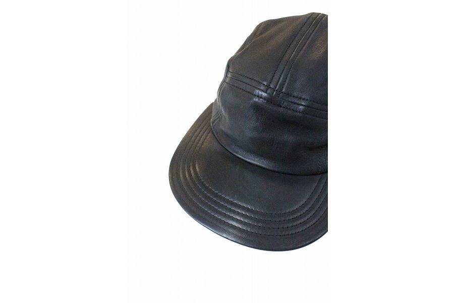 エンダースキーマ レザー ジェットキャップ 帽子 ブラック 黒 Hender Scheme (エンダースキーマ) pig jet cap / ピッグジェットキャップ