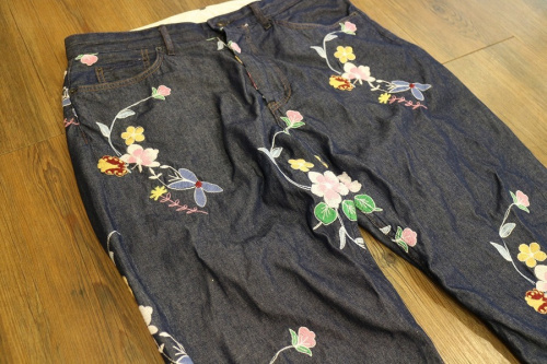 花柄刺繍デニムセットアップエンジニアードガーメンツイージーパンツ