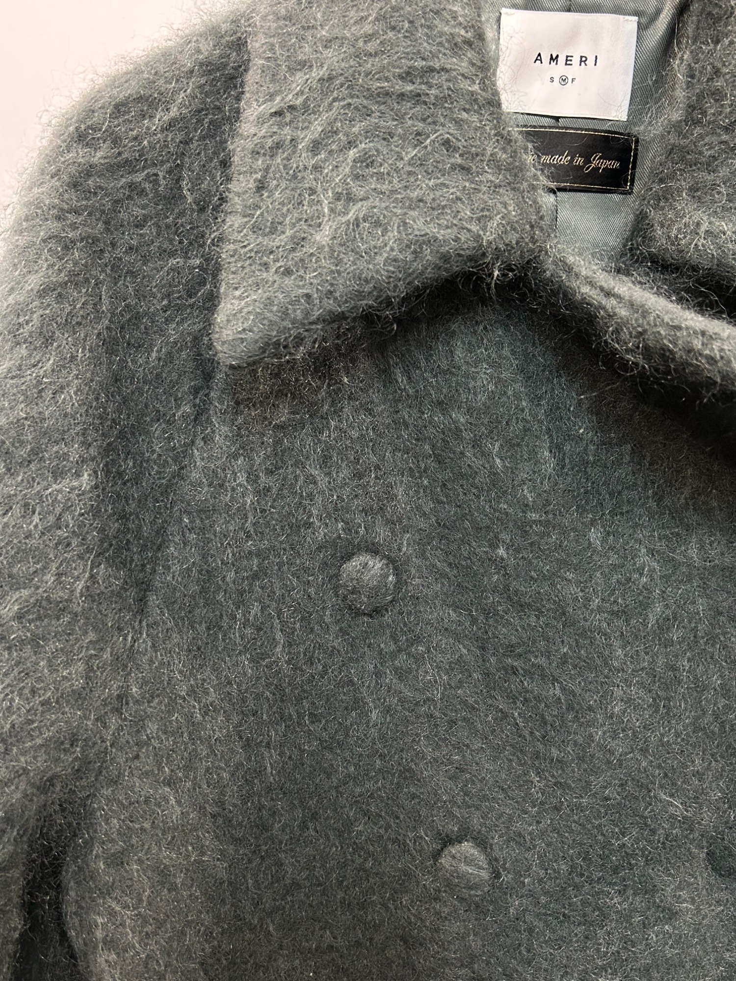 ameri アメリ DEFORMATION COLLAR SHAGGY COAT