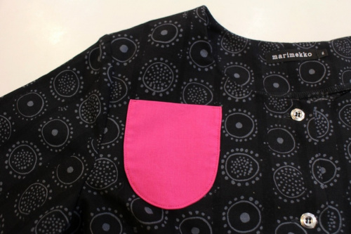 マリメッコのパッチワークポケットワンピース