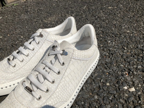 レザースニーカーのクロコダイル