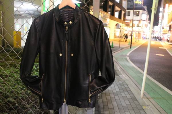 ダークブラウン 茶色 Paul Smith シングルライダース レザーブルゾン