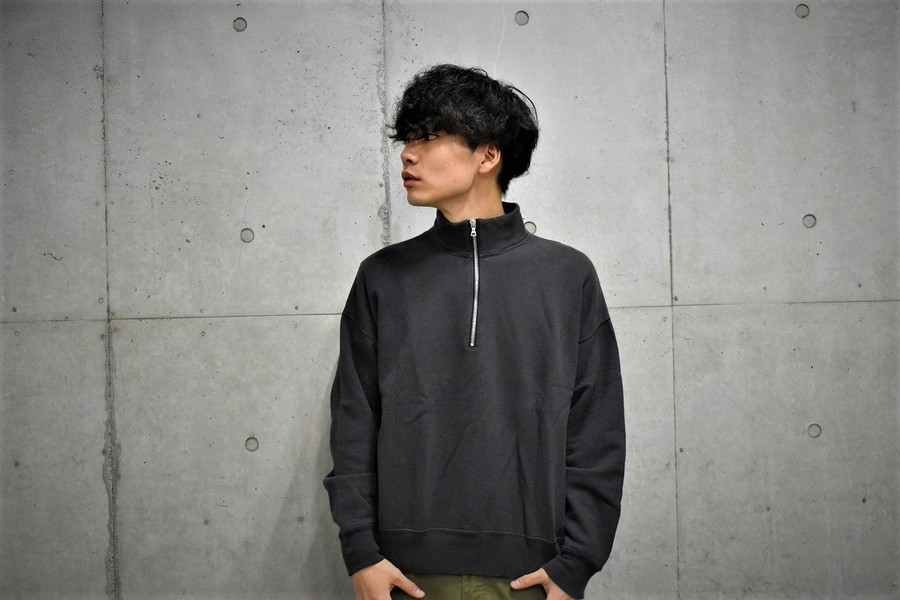 AURALEE BACK WOOL SWEAT HALF ZIP P/O