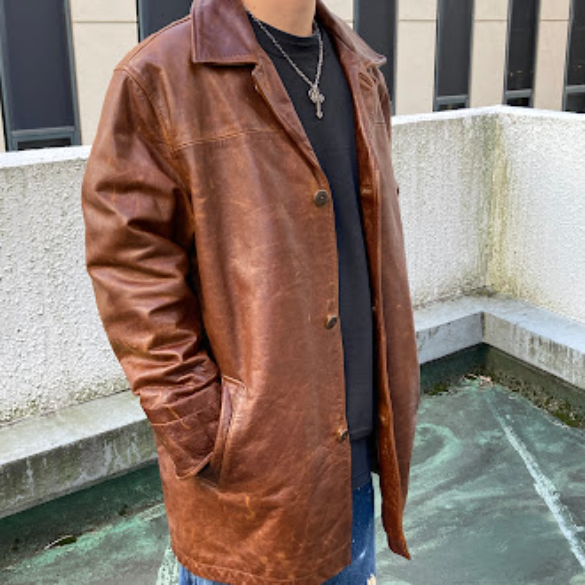 OLD GAP 90's カーコート レザージャケット 90s GAP オールドギャップ レザージャケット 本革 カーコート 黒 L