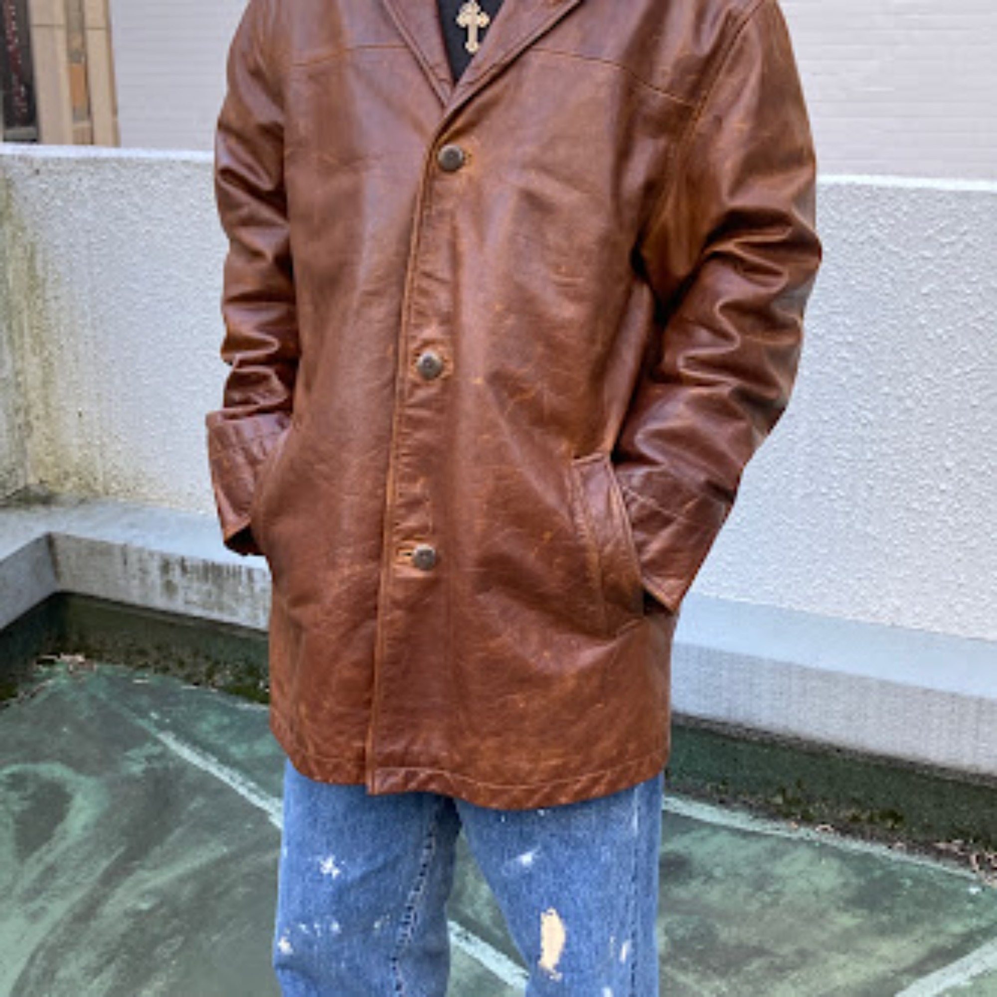 OLD GAP レザー カーコ ート S Old Gap レザー カーコート レザーコート ジャケット 中古・古着通販