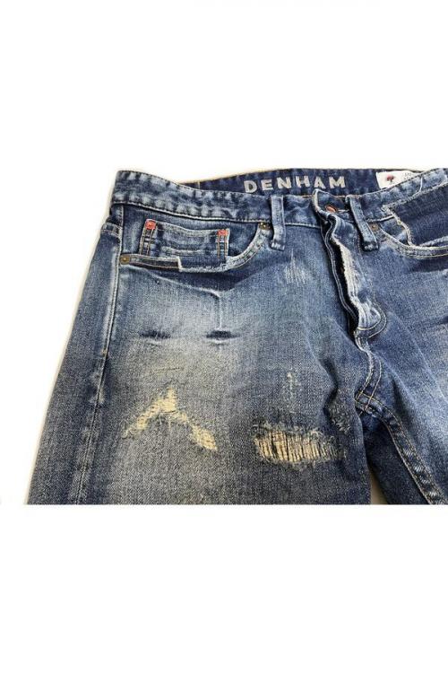 リペア加工デニムパンツのメンズ