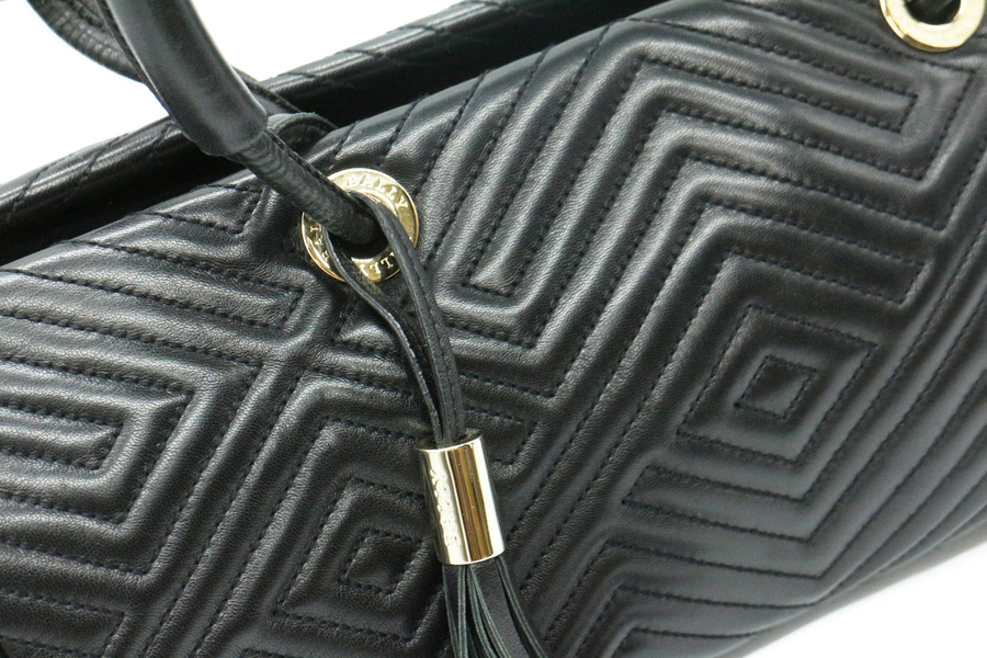 BALLY オーストリッチ風レザー ハンドバッグ Bally バリー BALLY オーストリッチ 本革 ゴールド金具 ハンドバッグ