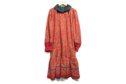 ケンゾーの総柄デザインワンピース　ペイズリー　ビックカラー