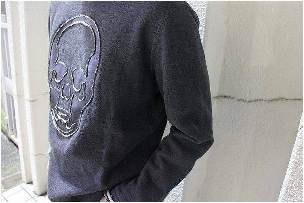 【美品】ルシアンペラフィネ　スカルプリント　裏起毛スタジャン　薄手　S lucien pellat-finet (ルシアン ペラフィネ) Skull Cashmere