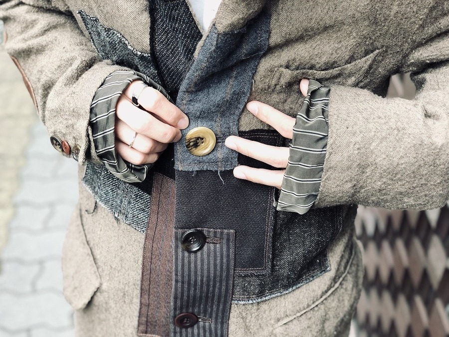 ジュンヤワタナベ　パッチワーク　チェスターコート　Sサイズ　13AW ジュンヤワタナベパッチワークチェスターコートSサイズ13AW