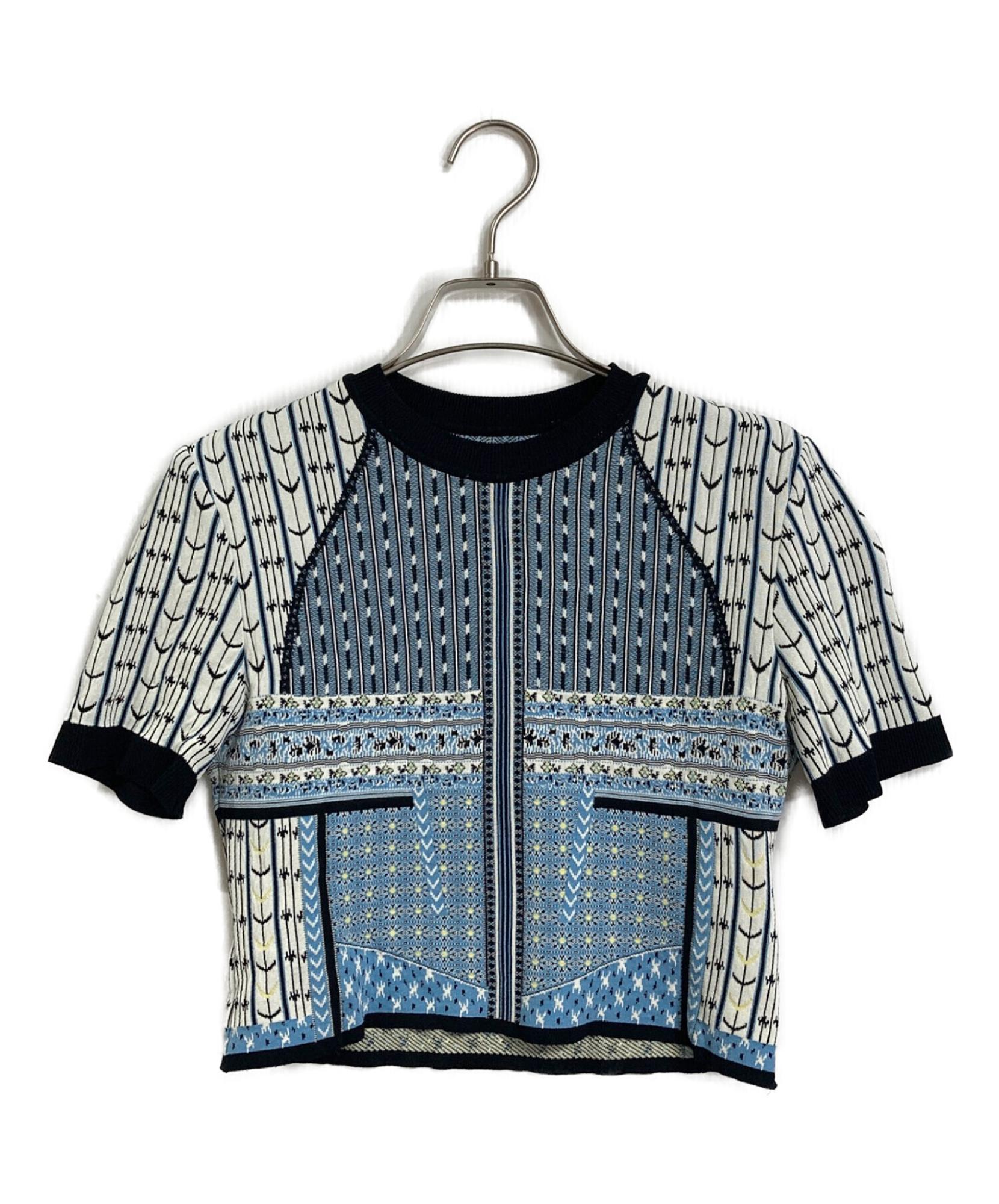 マメクロゴウチ Geometric Pattern Knitted Top Mame Kurogouchi / マメクロゴウチ】Geometric Pattern Knitted Top