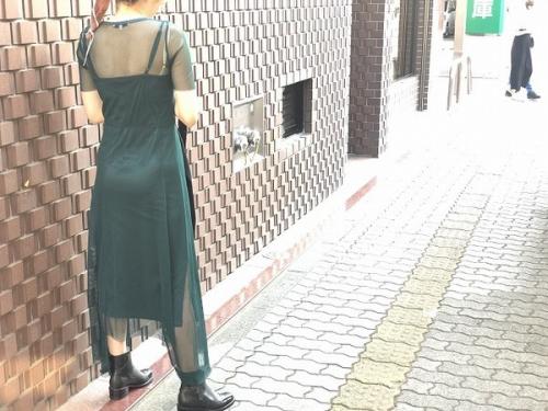 メッシュレイヤードワンピースのレディース