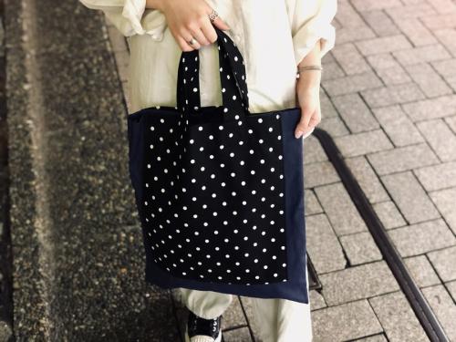ドット柄キャンバストートバッグのレディース