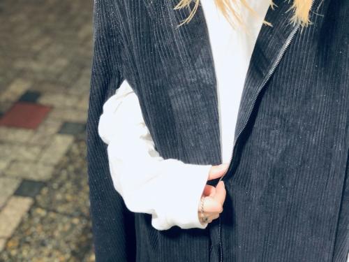 コーデュロイポンチョコートのレディース