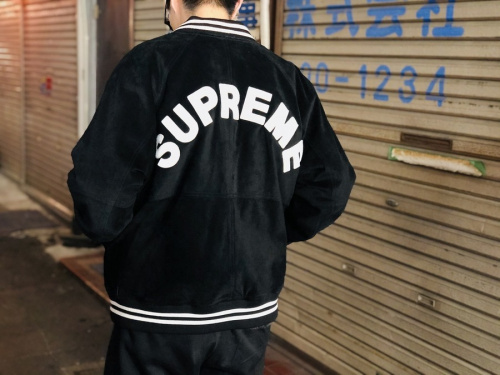 s】キムタク着 supreme suede varsity jacket-
