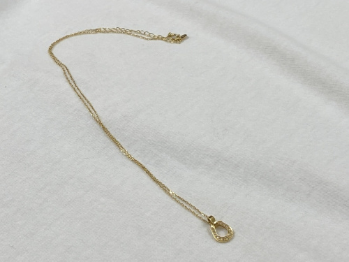 K18ゴールドダイヤモンドスモールホースシューネックレスのユニセックス