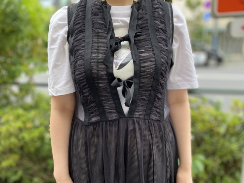 チュールノースリーブワンピースのレディース