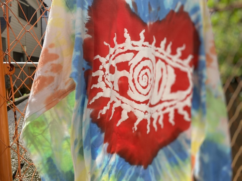 タイダイフロッキープリントL/STシャツのメンズ