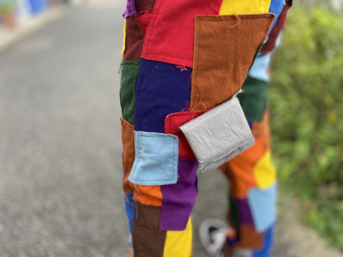 ウールパッチワークパンツのメンズ