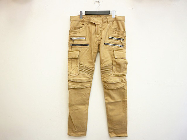 バルマン BALMAIN 17SS BIKER CARGO TROUSERS バイカー カーゴ スキニー パンツ ベージュ 27 国内正規 S7H5552T034 メンズ BALMAIN - BALMAIN バルマン 17SS Biker Cargo Long Pants バイカー