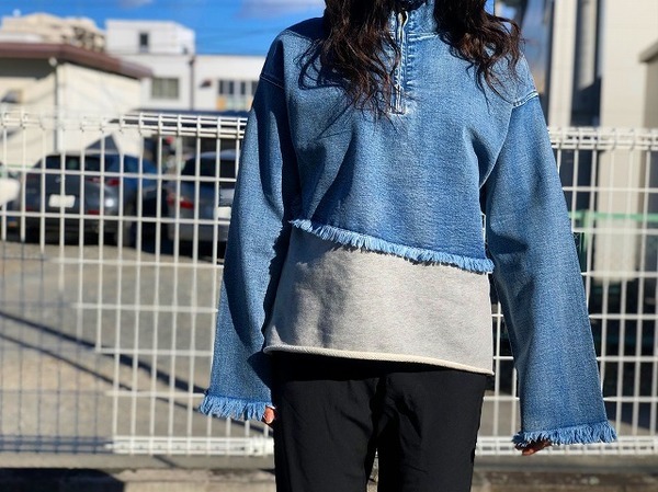 【美品】DENIM SWEAT DOCKING TOP