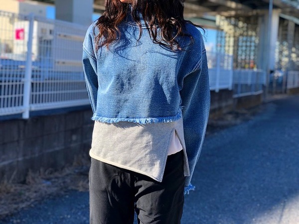 ameri vintage DENIM SWEAT DOCKING TOP