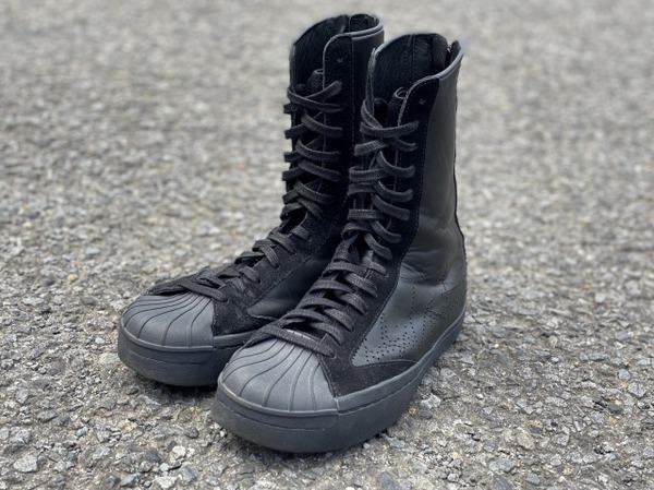 yohji yamamoto キャンバス × レザーブーツ サイドジップ