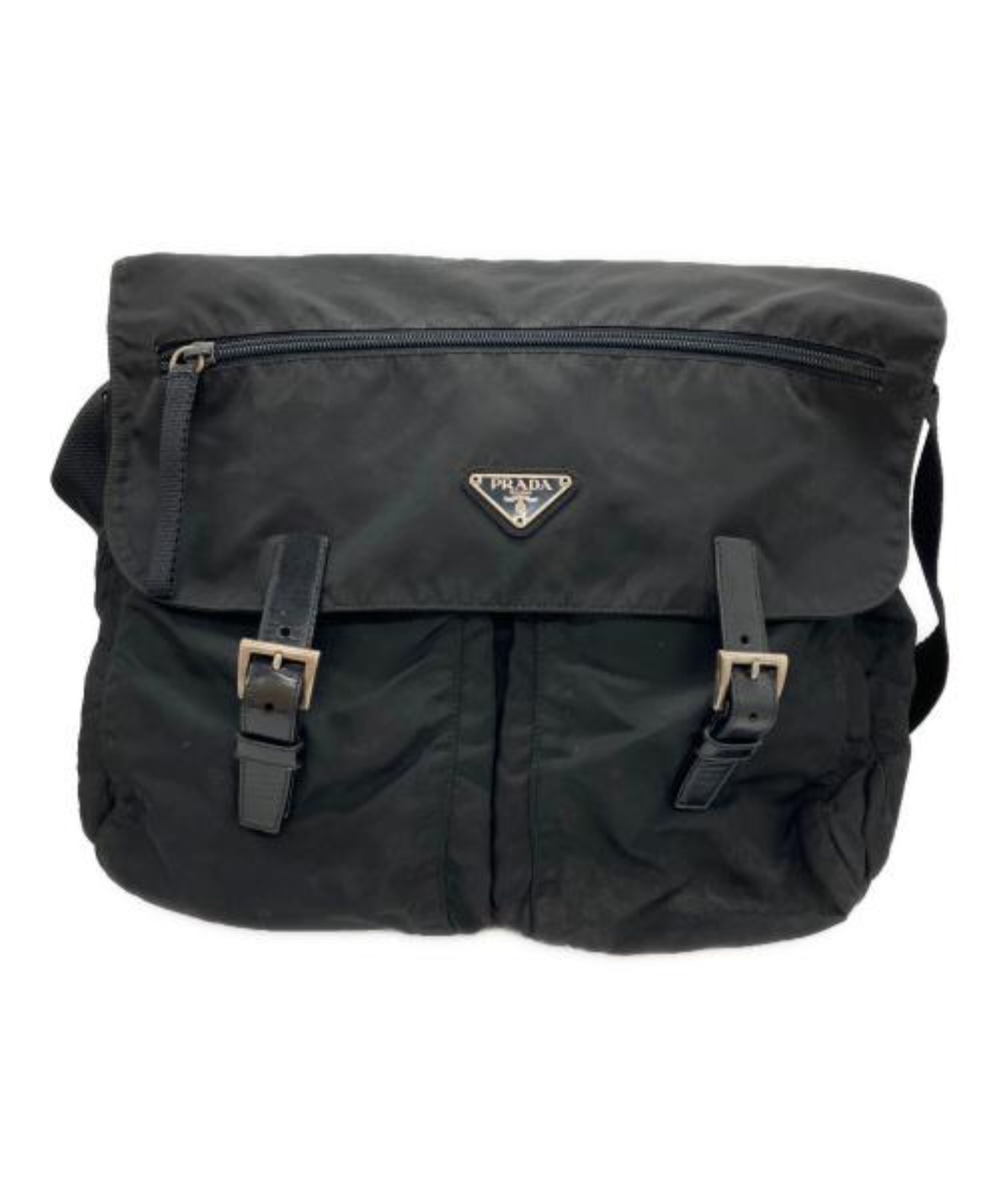 <難あり/値下げ> PRADA ナイロンメッセンジャーバッグ PRADA / プラダ】洗練されたブラックナイロンが光るメッセンジャー