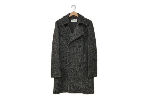SAINT LAURENT ジャガード ダブルブレステッド まわれ チェスターコート