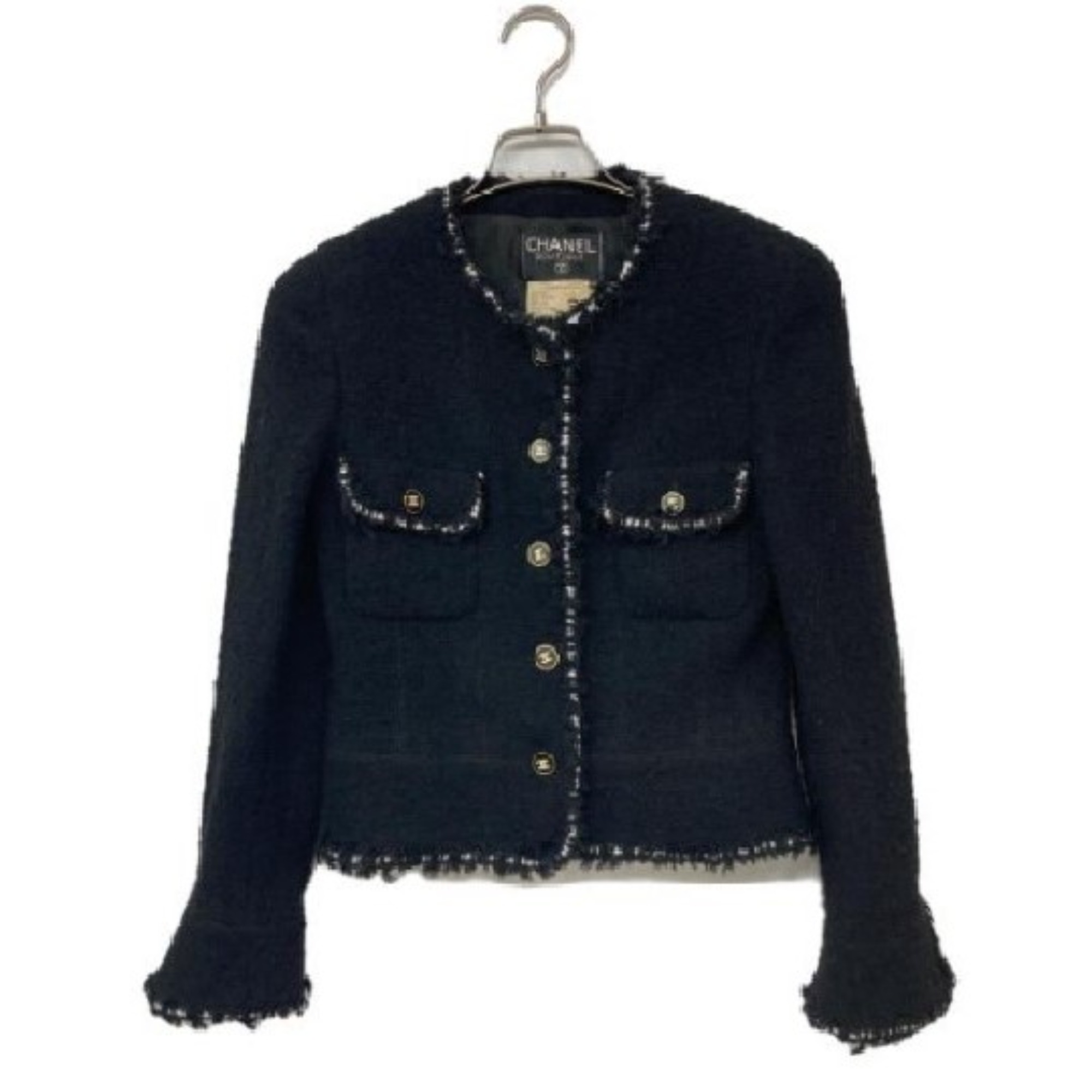 CHANEL グリポアココマークボタン ツイードジャケット レース セレブ御愛用 CHANEL グリポアココマークボタン ツイードジャケット レース セレブ御