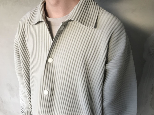 プリーツシャツジャケットのメンズ
