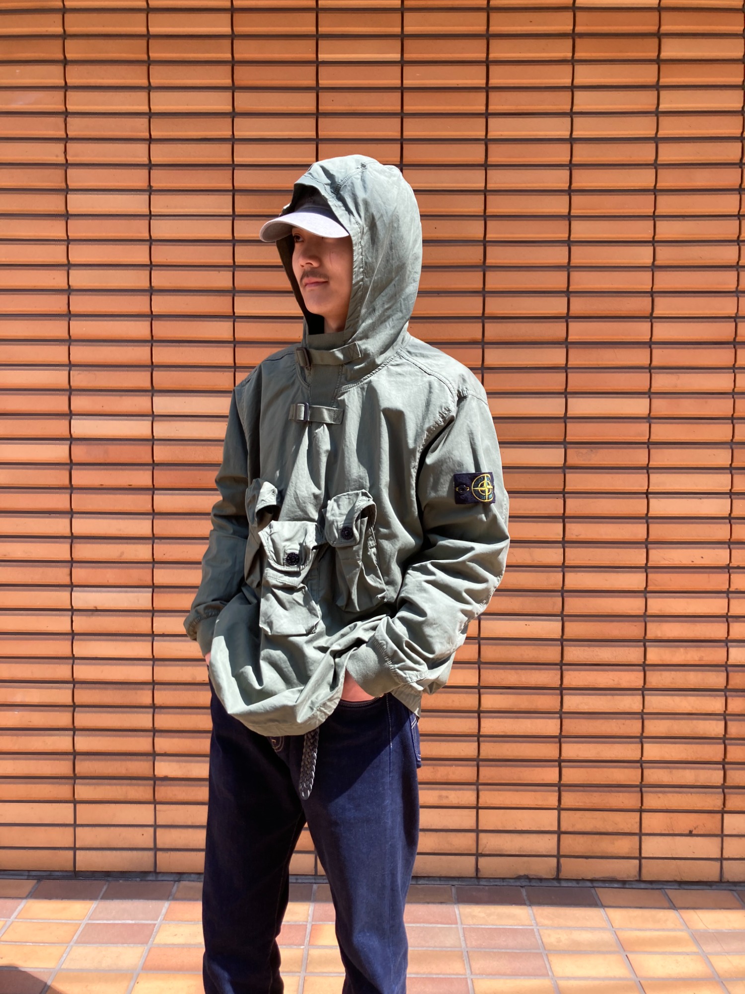 ストライプ柄ラウンドネックトレッチコットンブレンドジャンパー T/Cツイルストレッチスタンドカラーブルゾン｜メンズ
