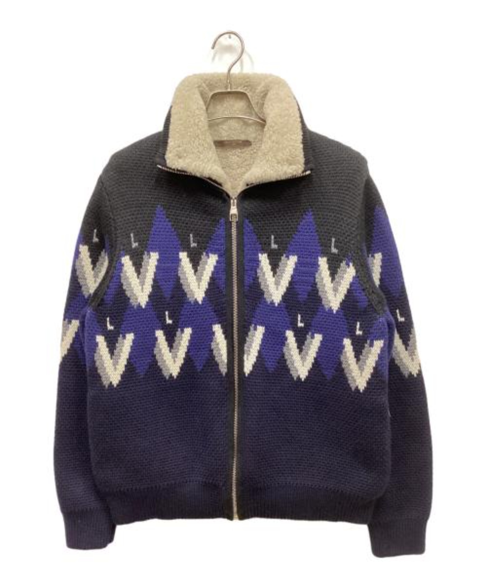 LOUIS VUITTON 襟ムートンファー　ニット　ブルゾン　ジップアップ NIGOコラボ【Louis Vuitton】ジップニットブルゾン (Louis Vuitton