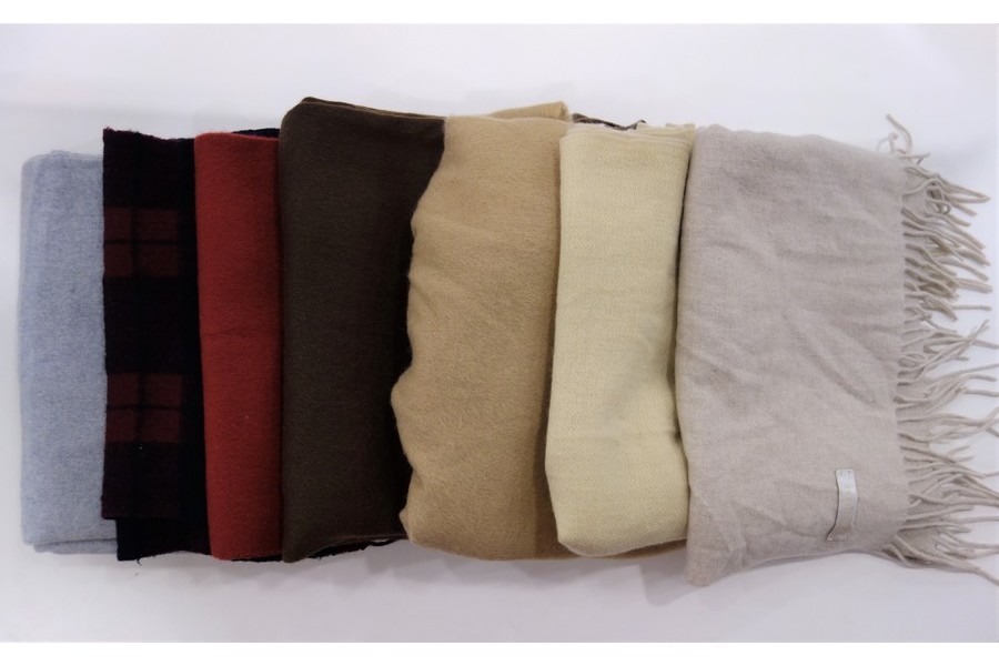 バーニーズNY【未使用】マフラー イタリア製 カシミヤ 茶系×グレー  