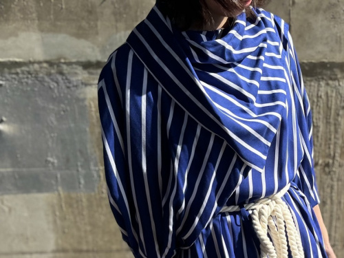 ストライプアシンメトリーワンピースの16059