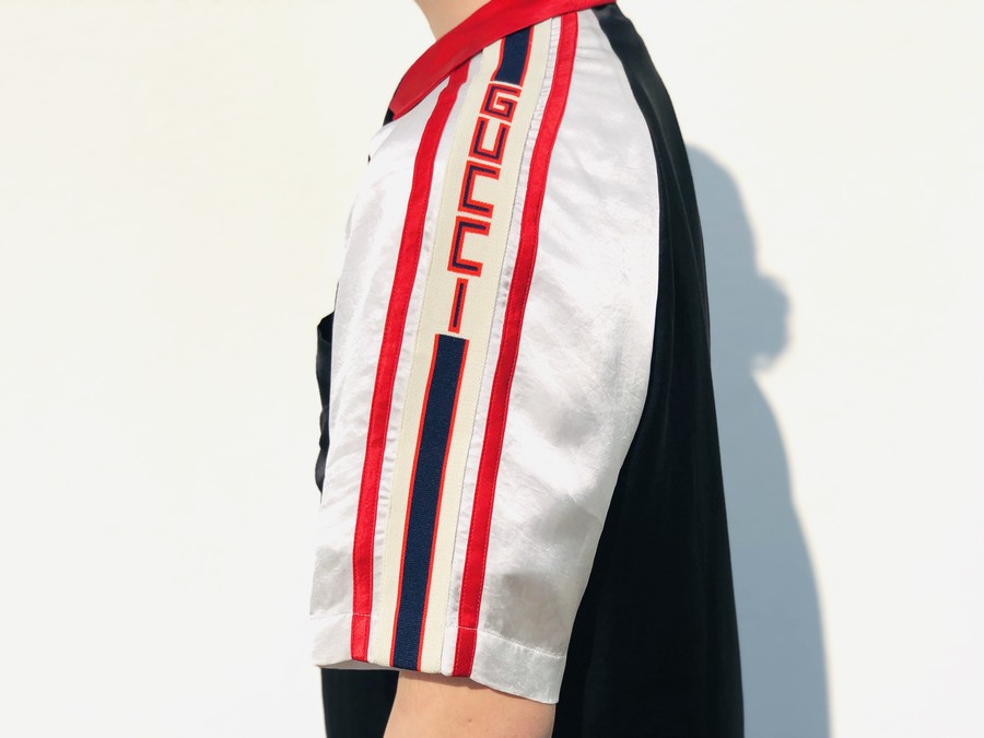 GUCCI(グッチ)＊】ストライプ アセテート ボウリングシャツ・522589 