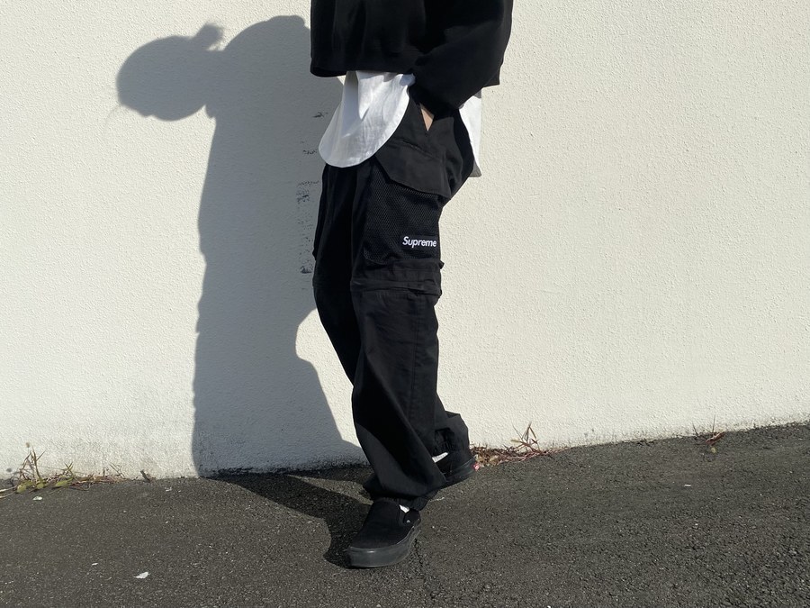 再再再..販 Supreme Mesh Pocket Belted Cargo Pant 黒s - ワーク