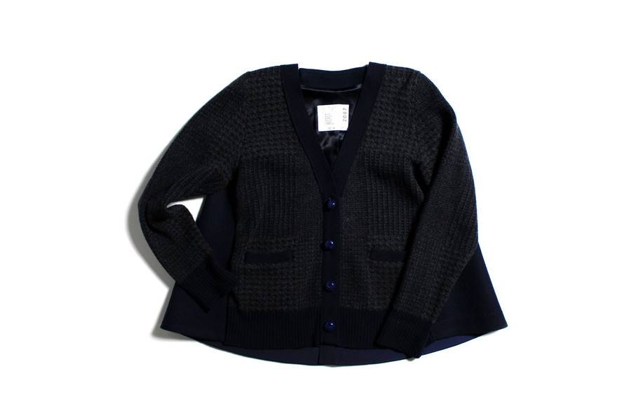【極美品】SACAI サカイ カーディガン ウール フレア ドッキング 異素材 【極美品】SACAI サカイ カーディガン ウール フレア ドッキング 異素材
