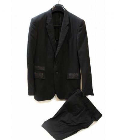 買取 査定情報 Paul Smith ポールスミス セットアップスーツブラック Size L ポケット刺繍付 洋服や古着の買取 と販売 トレファクスタイル