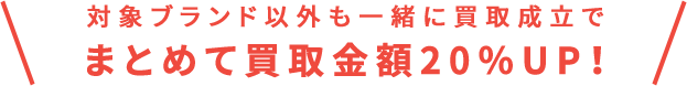 対象ブランド以外も一緒に買取成立でまとめて買取金額20%UP!